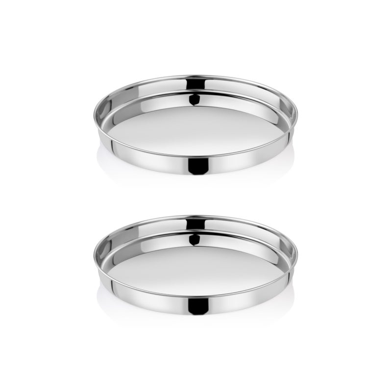 EMBASSY Coil Khumcha/Dinner Plate, Size 11, 29.1 cms (Pack of 2, Stainless Steel) - Image 3