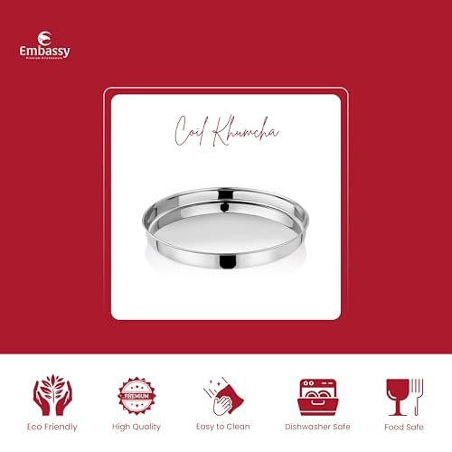 EMBASSY Coil Khumcha/Dinner Plate, Size 11, 29.1 cms (Pack of 2, Stainless Steel) - Image 2