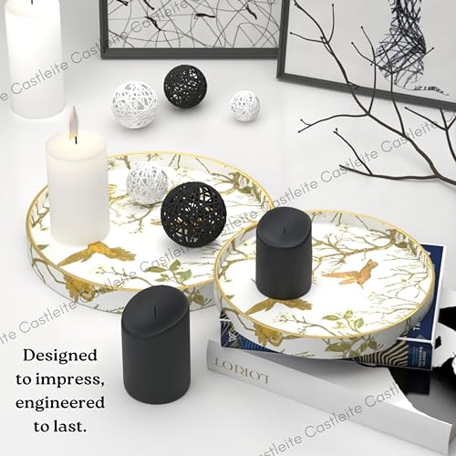 Castleite Ember Decorative Round Wooden Tray Set of 2 Handcrafted Trays for Serving, Use in Kitchen, Dining Table, Decor or Storage - Epoxy Resin Coated - Large, Small (Gloriole) - Image 5