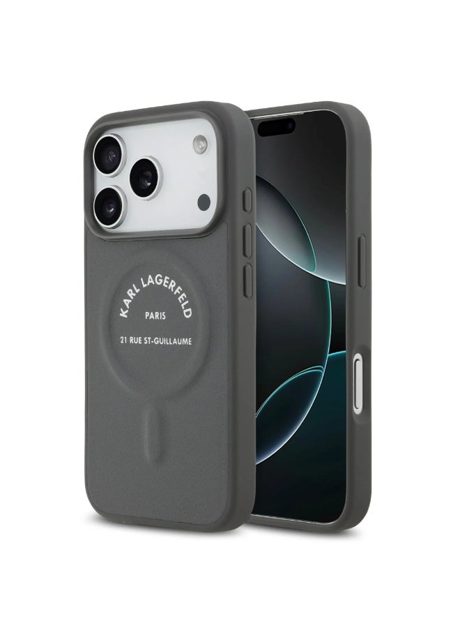 Karl Lagerfeld iPhone 17 Pro MagSafe Case / MagSafe PU Cover With Karl RSG Logo Buttons / Gray - Image 5
