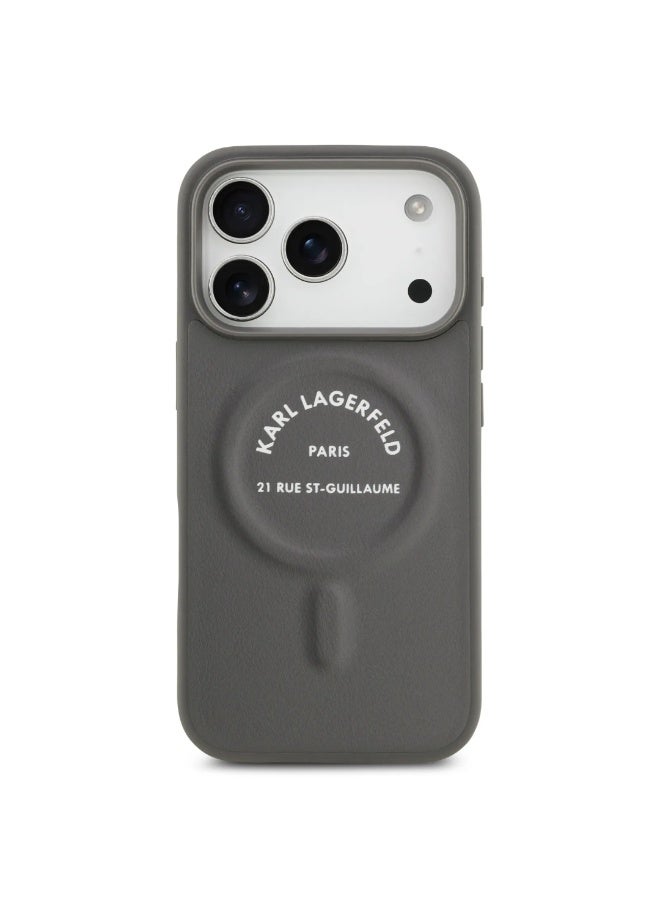Karl Lagerfeld iPhone 17 Pro MagSafe Case / MagSafe PU Cover With Karl RSG Logo Buttons / Gray - Image 1
