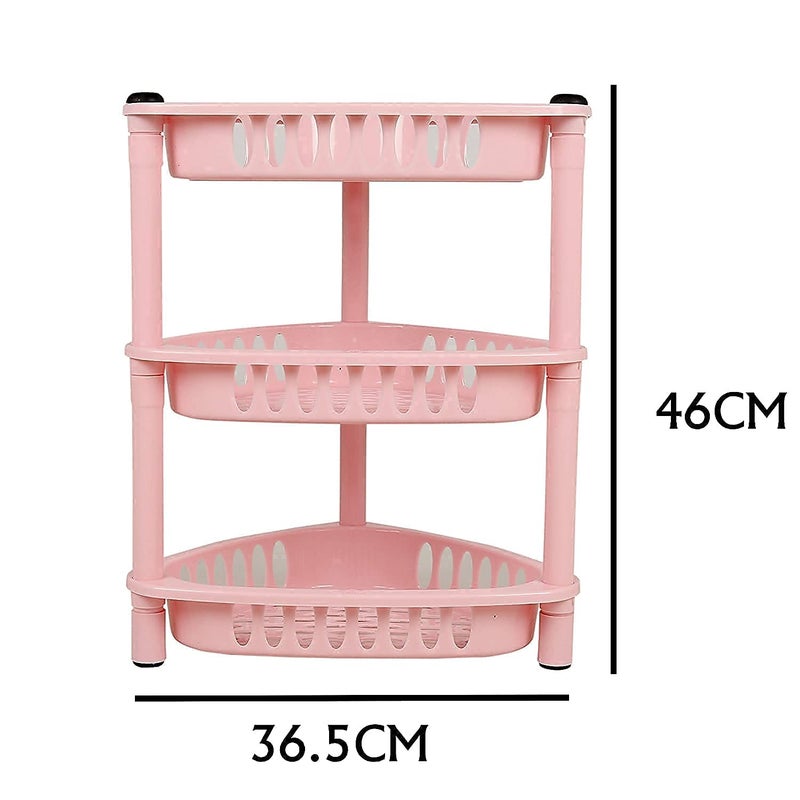 NETXE 3 Layer Multipurpose Triangle Trolley Space Saving Storage Rack Office Home Hospital School Medical Kitchen Rack with Plastic Pipe Vegetable and Fruit Trolley Multicolor - Image 4