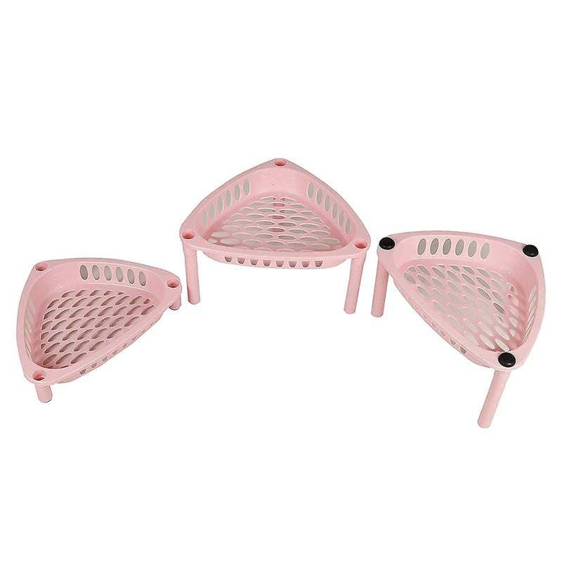 NETXE 3 Layer Multipurpose Triangle Trolley Space Saving Storage Rack Office Home Hospital School Medical Kitchen Rack with Plastic Pipe Vegetable and Fruit Trolley Multicolor - Image 5