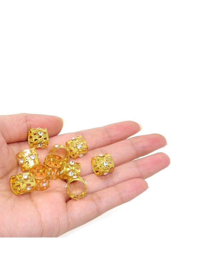 HONBAY 20Pcs Gold Rhinestone Hair Rings Dreadlocks Beads Braid Hair Cuffs Braiding Hair Jewelry (Triangle Hollow Out) - Image 4