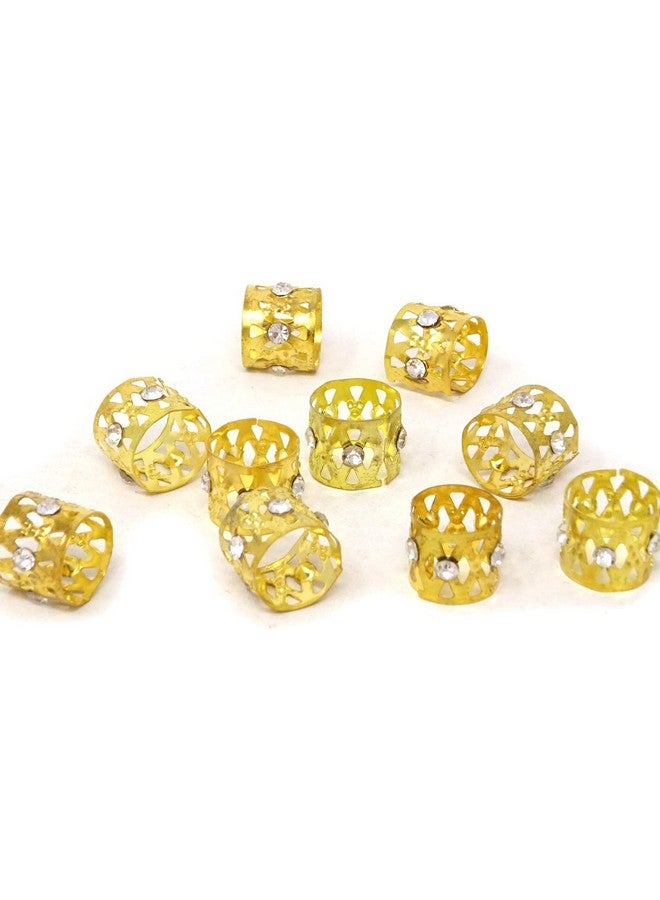 HONBAY 20Pcs Gold Rhinestone Hair Rings Dreadlocks Beads Braid Hair Cuffs Braiding Hair Jewelry (Triangle Hollow Out) - Image 5