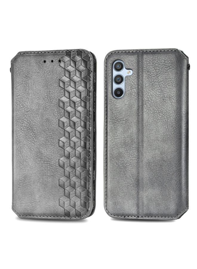 S-TOP Case For Samsung Galaxy A14 4G Cubic Grid Pressed Magnetic Leather Phone Case - Image 2