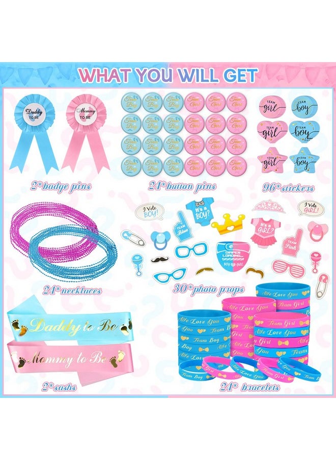 Bluegogo 202 Pcs Baby Gender Reveal Party Supplies Favors Boy Or Girl, Gender Reveal Ideas Gender Reveal Games Supplies, Baby Gender Reveal Bracelets, Team Boy Girl Button Pins  - Image 2