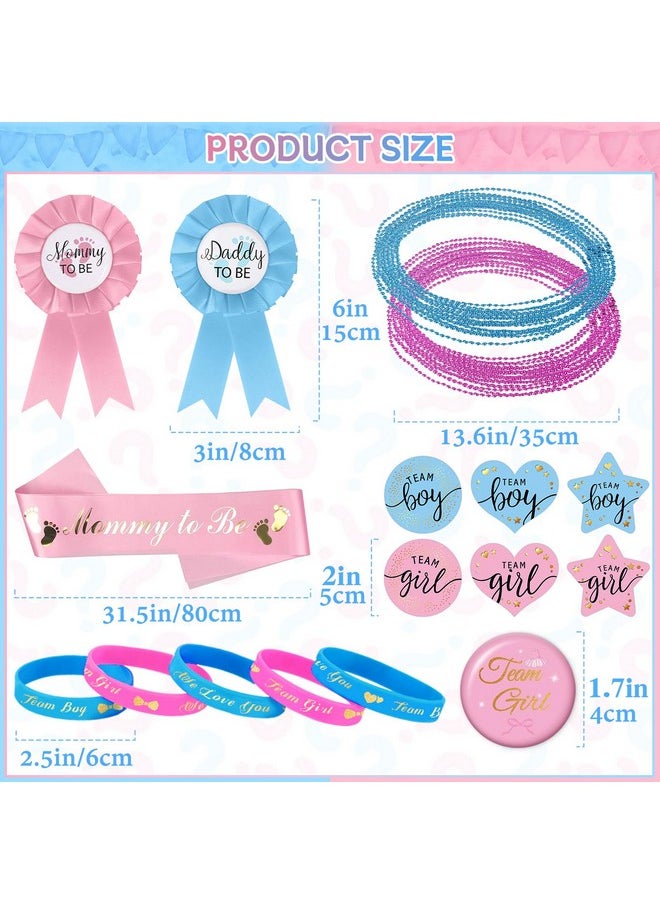 Bluegogo 202 Pcs Baby Gender Reveal Party Supplies Favors Boy Or Girl, Gender Reveal Ideas Gender Reveal Games Supplies, Baby Gender Reveal Bracelets, Team Boy Girl Button Pins  - Image 3