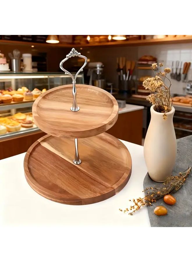 Elegant Two Tier Wooden Paper Cupcake Stand with Metal Frame Sturdy Snack Tray Display for Cupcakes Cookies Fruits Desserts Perfect for Weddings Birthdays Christmas Halloween Thanksgiving Food Safe Easy Clean Design - Image 5
