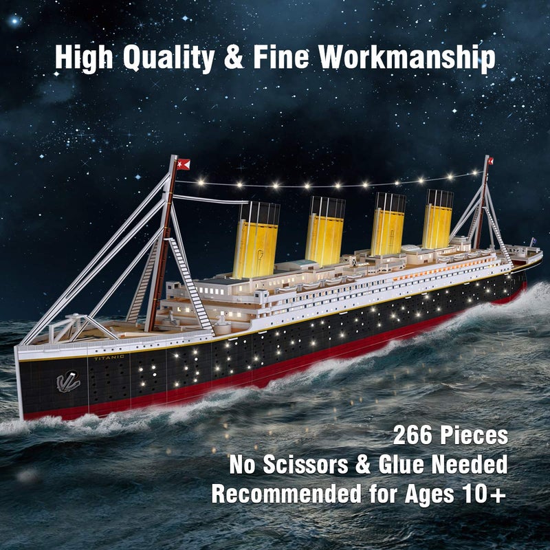 CubicFun 3D Puzzles for Adults - LED Titanic 35'' Large Ship - New Home Desk Decor - House Warming, Wedding, Anniversary, Valentines Day Gifts for Him Her Teacher Long Distance Relationship Gifts - Image 3