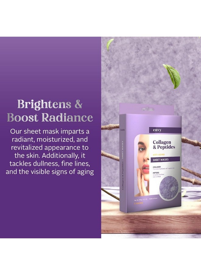 إنفي قناع الوجه الورقي بالكولاجين والببتيدات من إنفي - مرطب، مضاد للشيخوخة، يقلل من ندبات حب الشباب والتجاعيد - تم اختباره من قبل أطباء الجلدية، منتجات كلين بيوتي للعناية بالبشرة الكورية لجميع أنواع البشرة - 5 أقنعة - Image 2