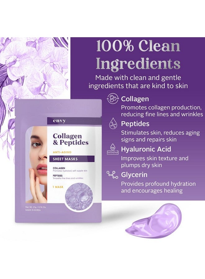 إنفي قناع الوجه الورقي بالكولاجين والببتيدات من إنفي - مرطب، مضاد للشيخوخة، يقلل من ندبات حب الشباب والتجاعيد - تم اختباره من قبل أطباء الجلدية، منتجات كلين بيوتي للعناية بالبشرة الكورية لجميع أنواع البشرة - 5 أقنعة - Image 4