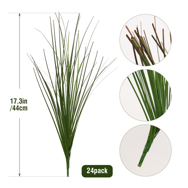 Ttranewsoo 24PCS Realistic Minimalist Artificial Grass, Green, 17 inches, Plastic, Perfect for Indoor and Outdoor Decoration - Image 3