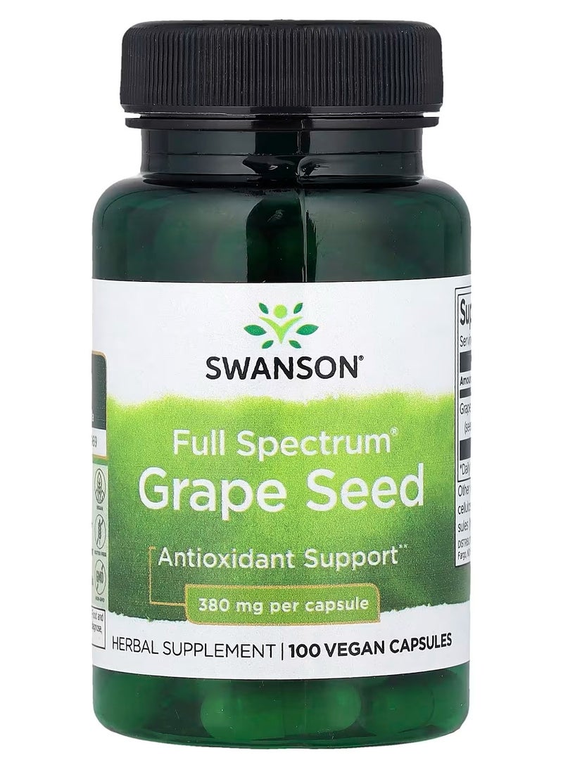 سوانسون Swanson, بذور عنب كاملة الطيف® ، 380 مجم، 100 كبسولة نباتية