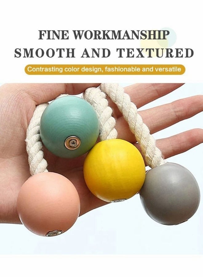 Loquat Curtain Tie, Strong Magnetic Tie, 2 Colors Wooden Ball Braided Rope 1 Pair - Image 2