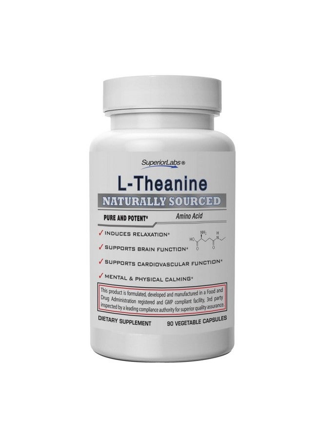 Superior Labs Superior Labs - Pure L-Theanine Non-GMO, No Additives - 250mg, 90 Vegetable Capsules - Powerful Formula for Healthy Sleep and Mood - Dietary Supplement for Calming and Relaxation  - Image 1