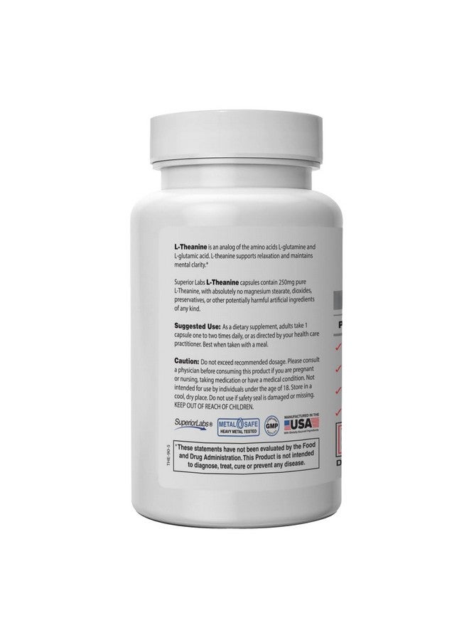 Superior Labs Superior Labs - Pure L-Theanine Non-GMO, No Additives - 250mg, 90 Vegetable Capsules - Powerful Formula for Healthy Sleep and Mood - Dietary Supplement for Calming and Relaxation  - Image 2