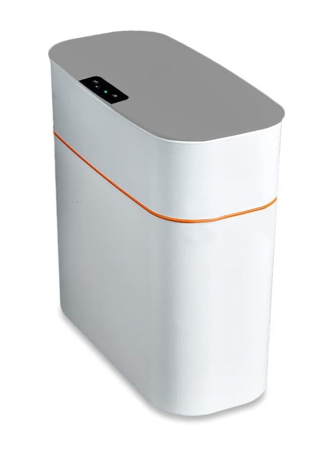 Generic 13L Automatic Wastebasket,Bathroom Touchless Motion Sensor Compact Wastebasket with Lid,Smart Electric Plastic Narrow Wastebasket,(Living Room, Bedroom, Office, Kitchen),White 
