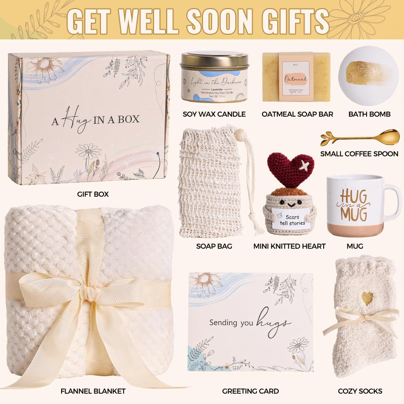 CIAABYS Get Well Gifts for Women Care Package Feel Better Gifts Baskets After Surgery Cancer Patients Miscarriage for Sick Friend Chemo Encouraging Pamper Comfort Wellness Hug Box For Her Self Care With Mug - Image 4