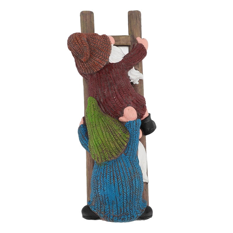 Climbing Gnome Garden Statue With Ladder Cute Outdoor Decor For Fence Lawn Porch - Image 2