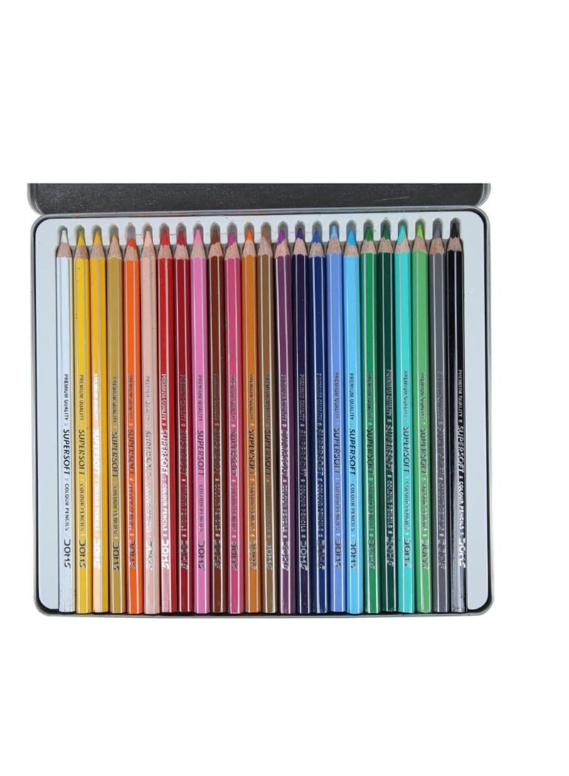 DOMS 24 قطعة أقلام تلوين متعددة الألوان في علبة معدنية - Image 3