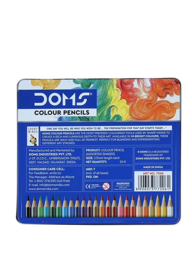 DOMS 24 قطعة أقلام تلوين متعددة الألوان في علبة معدنية - Image 4