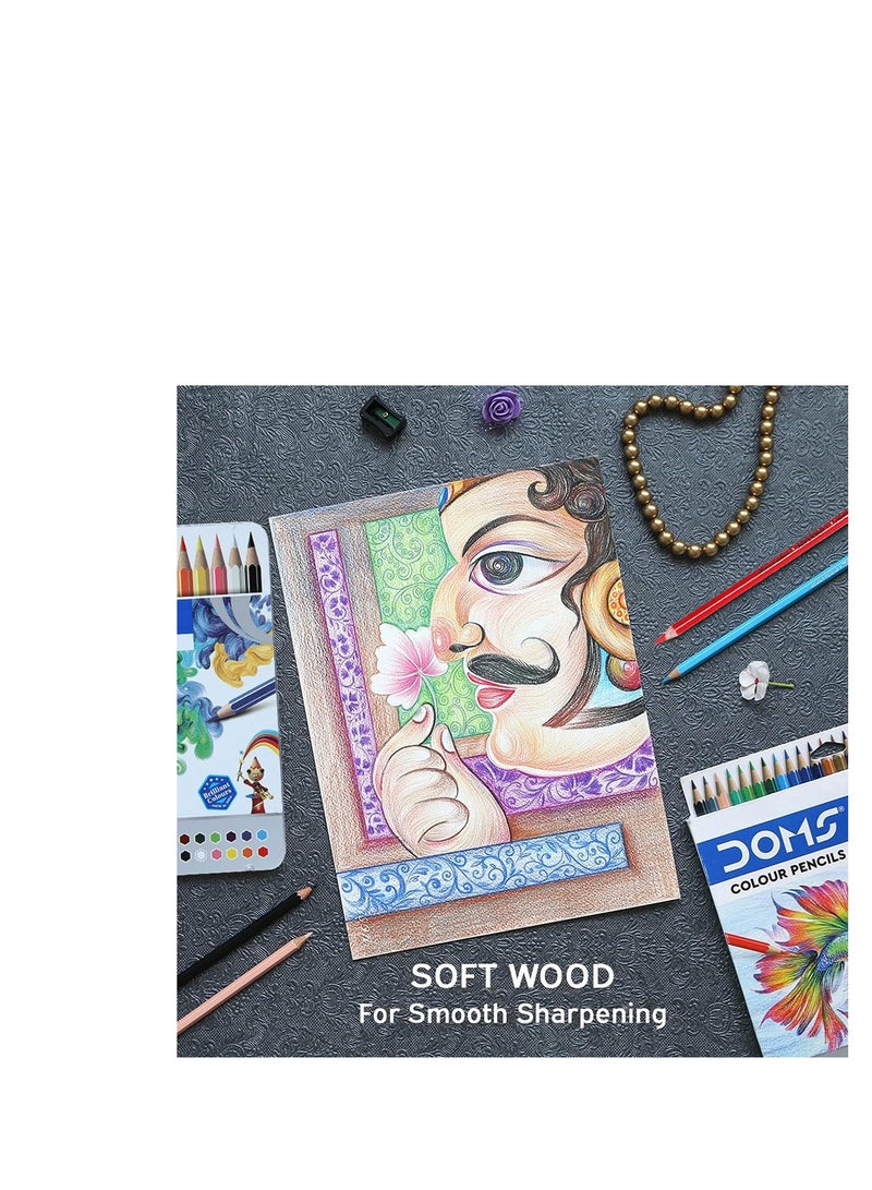 DOMS 24 قطعة أقلام تلوين متعددة الألوان في علبة معدنية - Image 5