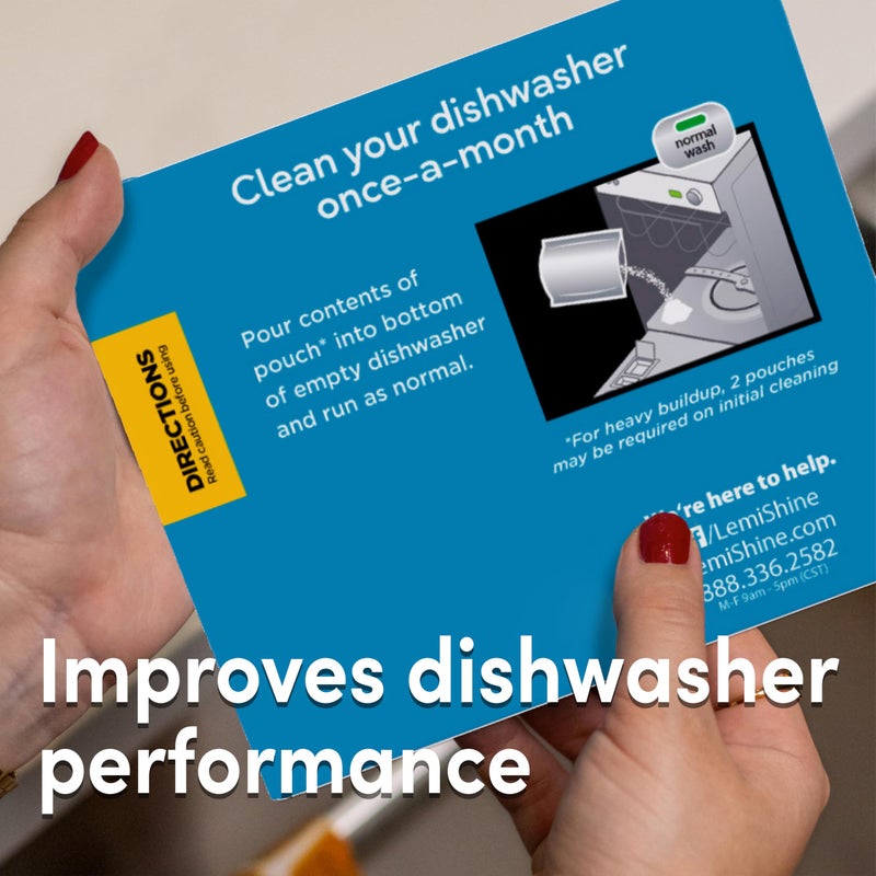 Lemi Shine Natural Dishwasher Cleaner - Hard Water Citric Acid Cleaning Powder - Lemon Scented Eco-Friendly Dishwasher Cleaner & Deodorizer - 14.08 oz (8 Pack) - Image 3