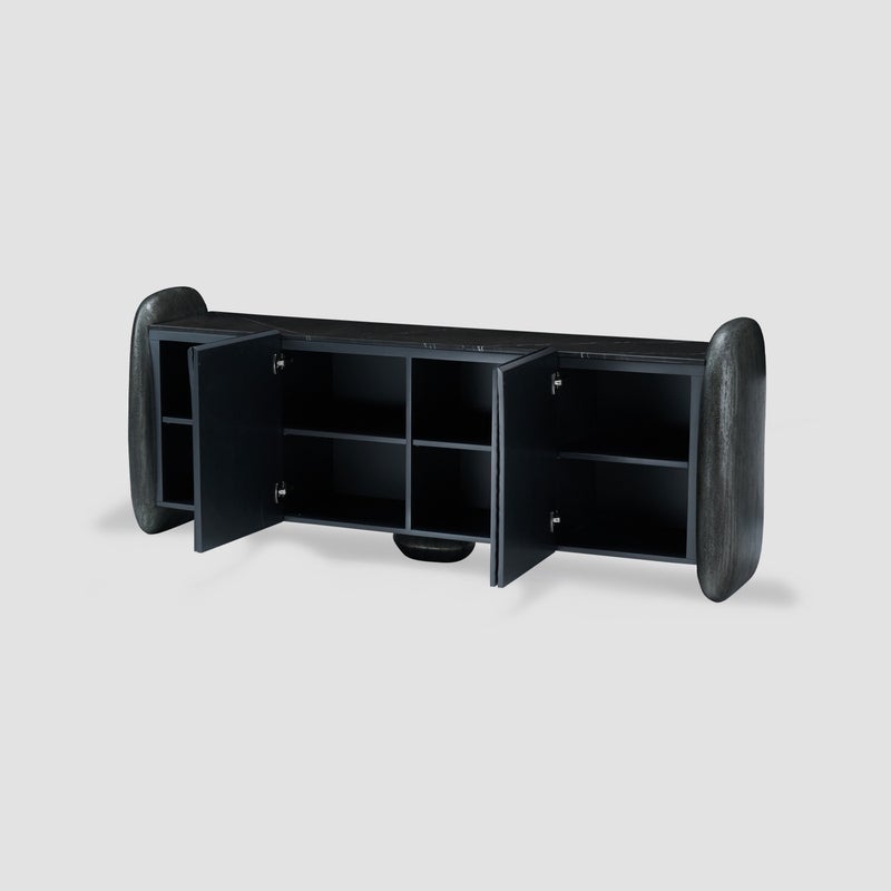 AL HUZAIFA FURNITURE Dietro 4 Door Sideboard, Top With Iranian Pietra Grey Marble - Image 3