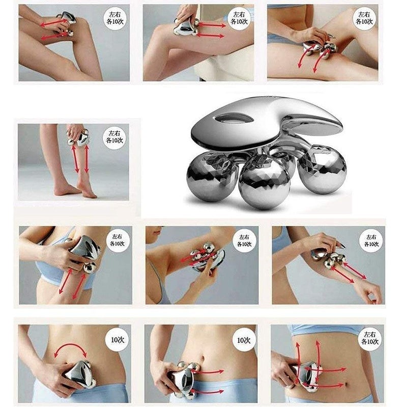 Istore 4D Massager Diamond Full Body Massage Roller Facial AntiWrinkle Smooth Skin Beauty Massager Silver - Image 4