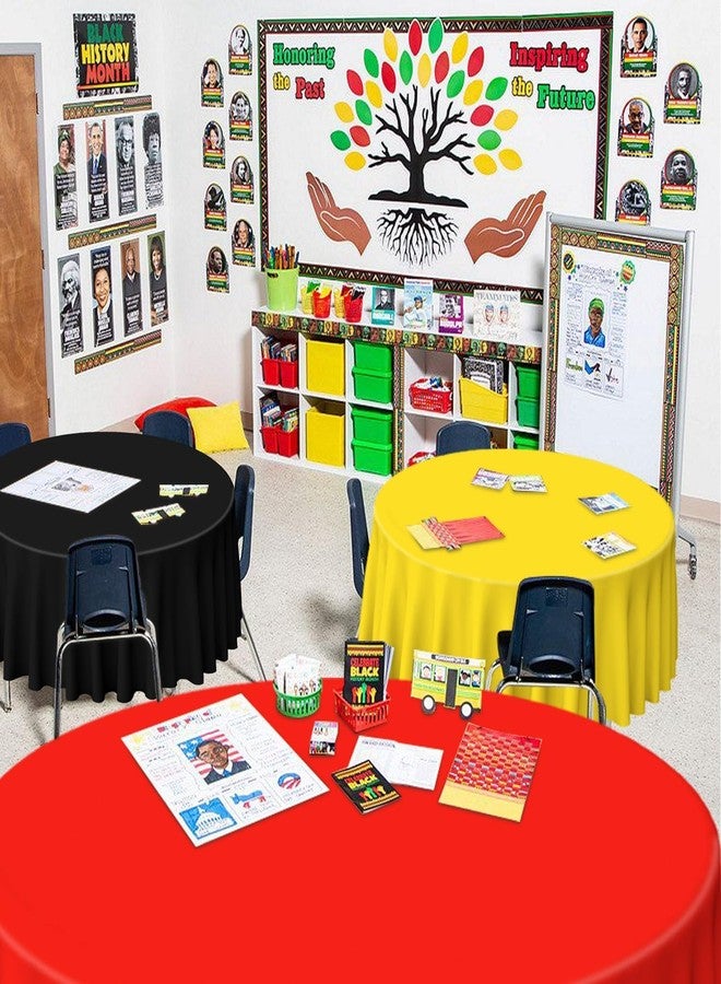 PIXHOTUL 4 Pcs Red Green Yellow Black Plastic Tablecloths, Disposable Round Table Cloth for Black History Month Juneteenth Decorations Black History Table Decorations, 84 x 84 inch - Image 4