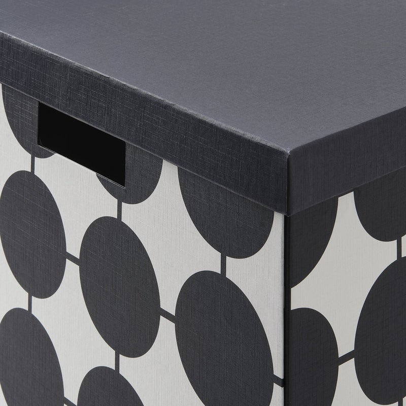 TJENA Storage Box with Lid, White with Black Dots, 32x35x32 cm - Image 5