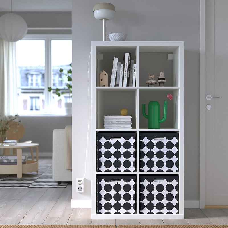 TJENA Storage Box with Lid, White with Black Dots, 32x35x32 cm - Image 2