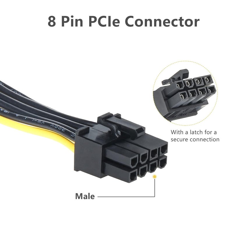 MESHIV كابل محول طاقة PCIe Express 6-دبوس إلى 8-دبوس - مناسب لتوصيل بطاقة PCI-X من ATI و Nvidia لبطاقة الفيديو (عبوة من 2) - Image 2
