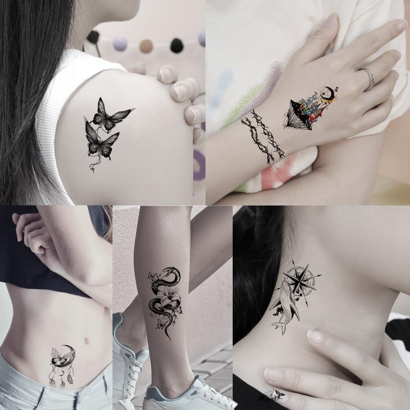 Jeefonna 82 Sheets Halloween Temporary Tattoos, 3D Scary Lion Wolf Tiger Skull Skeleton Spider Fake Tattoos Stickers for Men Women Adults - Image 3
