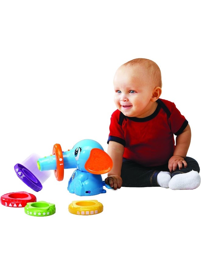 Stack And Tumble Elephant, Interactive Learning Toy With Stacking Blocks, Teaches Shapes, Colors, And Early Math Skills, Perfect For Toddlers And Preschoolers, Ages 1+