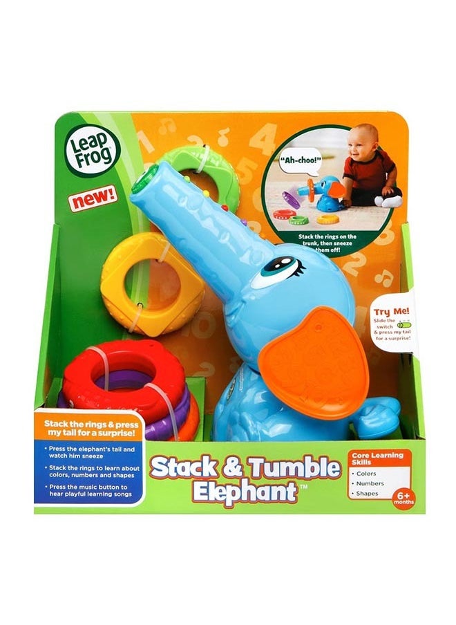 Stack And Tumble Elephant, Interactive Learning Toy With Stacking Blocks, Teaches Shapes, Colors, And Early Math Skills, Perfect For Toddlers And Preschoolers, Ages 1+