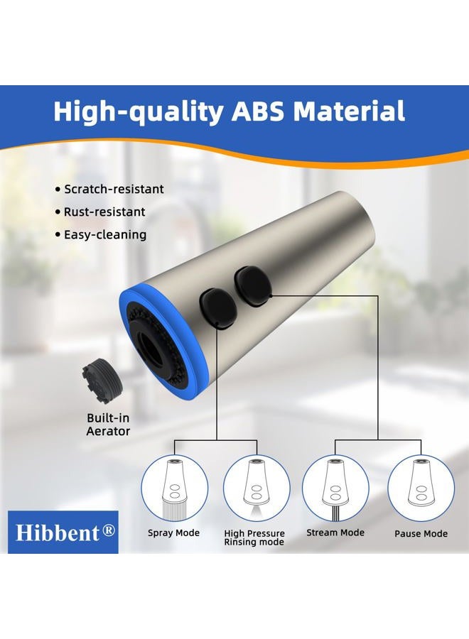 Hibbent Pull Down Kitchen Faucet Head Replacement, 4 Function LED Temperature Display Sink Spray Nozzle with 15 Adapters, Compatible with Moen, American Standard, Delta, Kohler Faucets, Brushed Nickel - Image 5