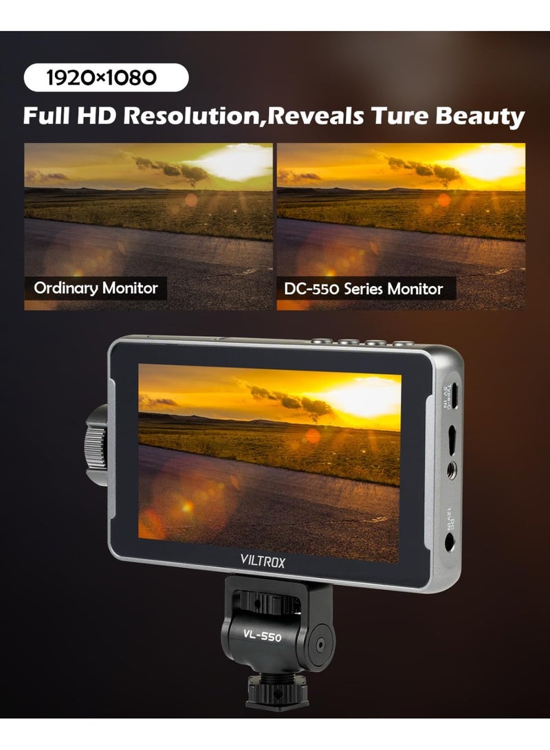 Viltrox DC-550 Pro 5.5" Full HD Touchscreen Camera Field Monitor – 1200 nits, 4K HDMI In/Out, LUT Support, Waveform, Focus Assist, False Color, Histogram – For DSLR/Mirrorless Cameras - Image 3