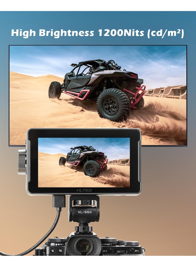 Viltrox DC-550 Pro 5.5" Full HD Touchscreen Camera Field Monitor – 1200 nits, 4K HDMI In/Out, LUT Support, Waveform, Focus Assist, False Color, Histogram – For DSLR/Mirrorless Cameras - Image 4