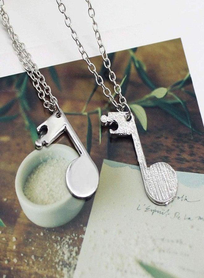 آرت أتاك قلادة نوتة موسيقية من Art Attack BFF، مصنوعة من النحاس المطلي بالفضة، هدية مثالية لأفضل الأصدقاء، وحفلات تخرج الطلاب، وفرق موسيقى الجاز والروك والبوب والنوادي الموسيقية. - Image 3