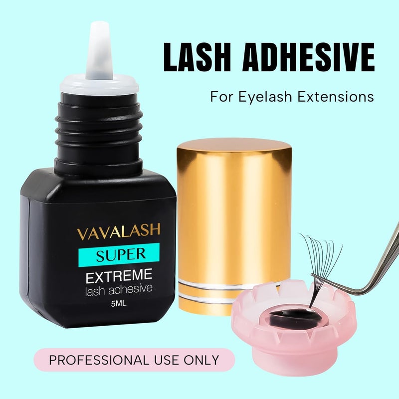 VAVALASH Super Eyelash Extension Adhesive 1 Sec Drying Time 9 Weeks Retention Black Eyelash Glue Professional Use Only 5ml - Image 5