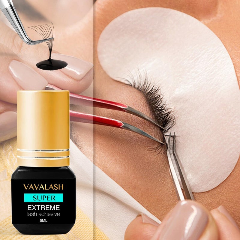 VAVALASH Super Eyelash Extension Adhesive 1 Sec Drying Time 9 Weeks Retention Black Eyelash Glue Professional Use Only 5ml - Image 4
