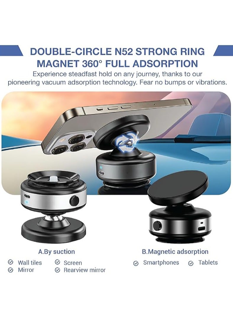 Magnetic Car Suction Cup Holder,Vacuum Glass Mirror Adsorption Magnetic Suction Cup car Phone Mount,360° Rotation Portable Magnetic Phone Holder for Windshield Dashboard - Image 3