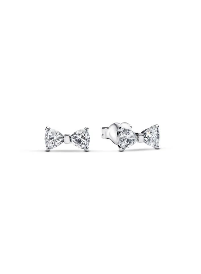 باندورا Sparkling Small Bow Stud Earrings