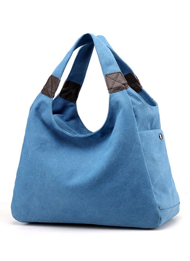 Stitch Detail Canvas Shopper/Tote Blue