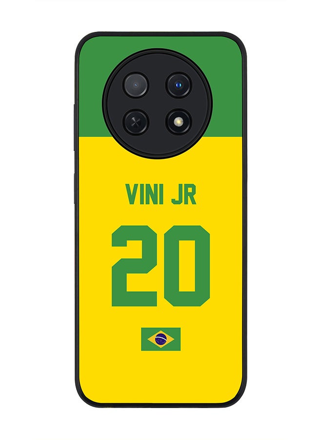 Stylizedd Rugged Black edge case for Huawei Nova Y91 4G  Huawei Enjoy 60X, Slim fit Soft Case Flexible Rubber Edges Anti Drop TPU Gel Thin Cover -  Football Team - Brazil, Player Name - Vini Jr - Image 1