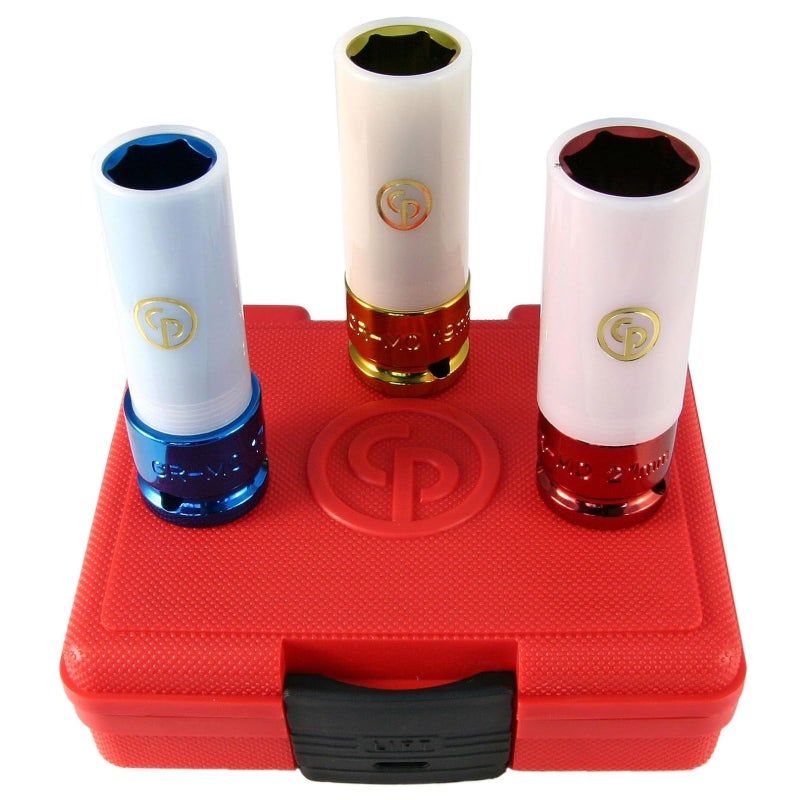 Chicago Pneumatic SS413WP - 1/2 Inch Square Drive, SAE & Metric, Deep, Wheel Protector, 6 Point, Impact Socket Set (3 PCS) - Image 5
