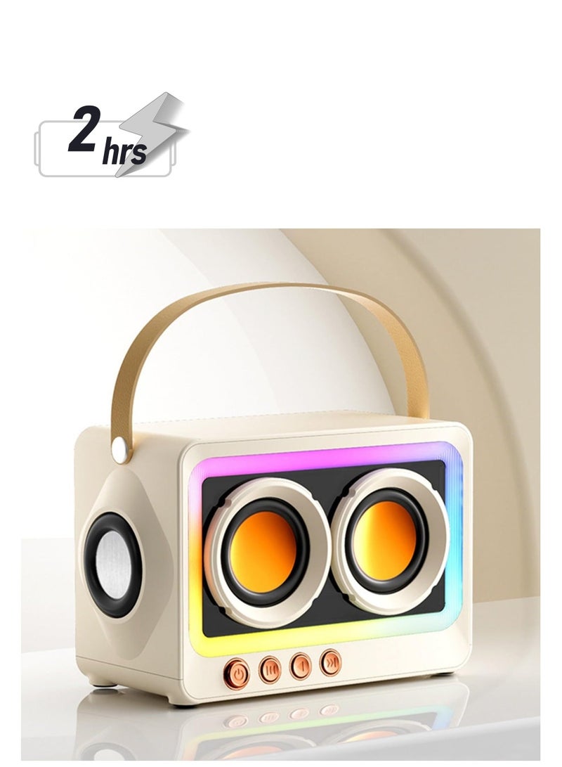 Portable Creative Bluetooth Speaker, 360 Degree Stereo Sound Effect, Ultra Long Battery Life Cool RGB Lighting Support Series Mirror Transparent Screen 5.3 Bluetooth Subwoofer, White - Image 1