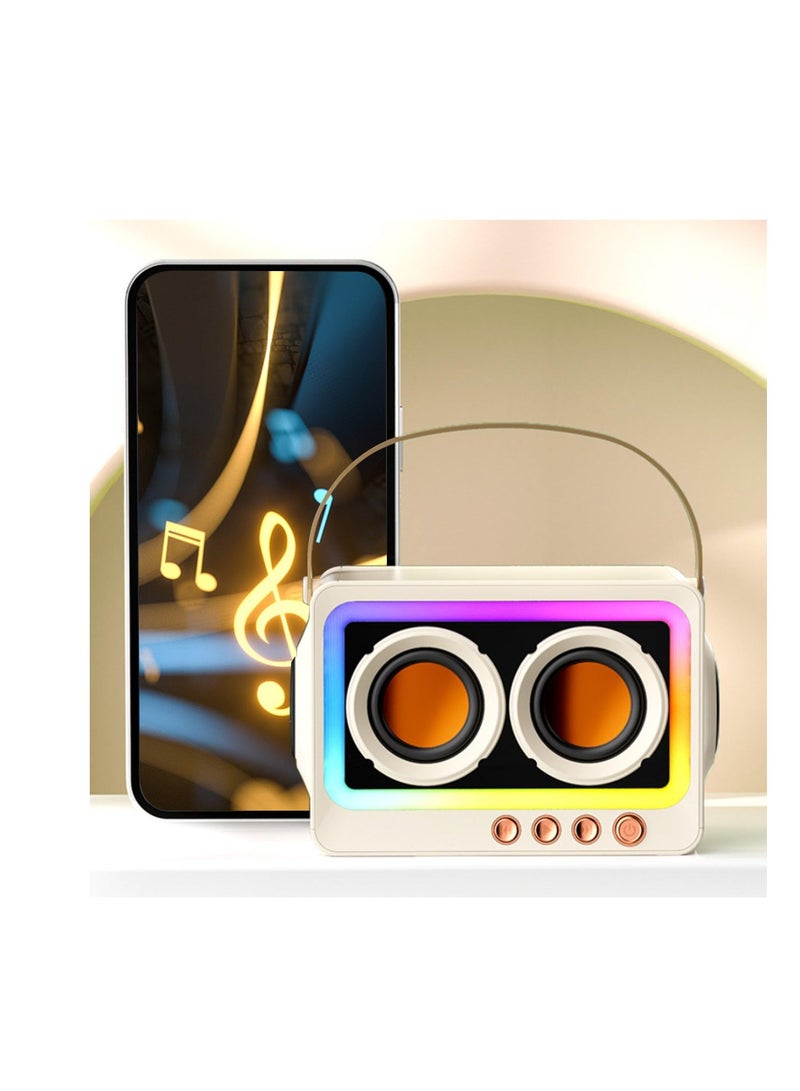 Portable Creative Bluetooth Speaker, 360 Degree Stereo Sound Effect, Ultra Long Battery Life Cool RGB Lighting Support Series Mirror Transparent Screen 5.3 Bluetooth Subwoofer, White - Image 5